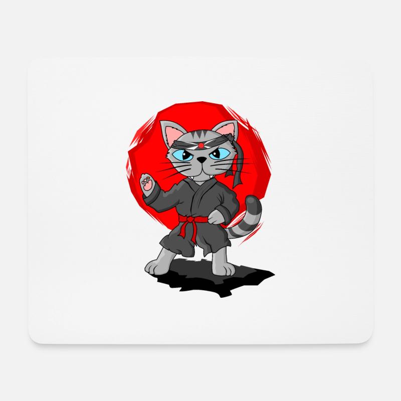 Karate katze Blacksuit Geschenk für Kinder - Mousepad (Querformat) - Weiß