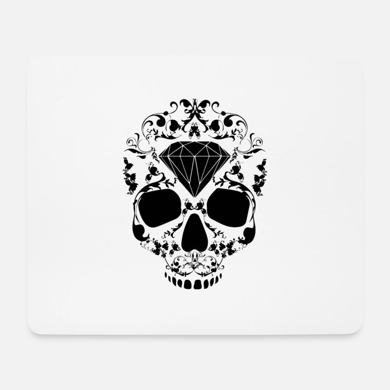 Skull Skullhead Floral Diamond Hipster Swag Black - Mousepad (Querformat) - Weiß