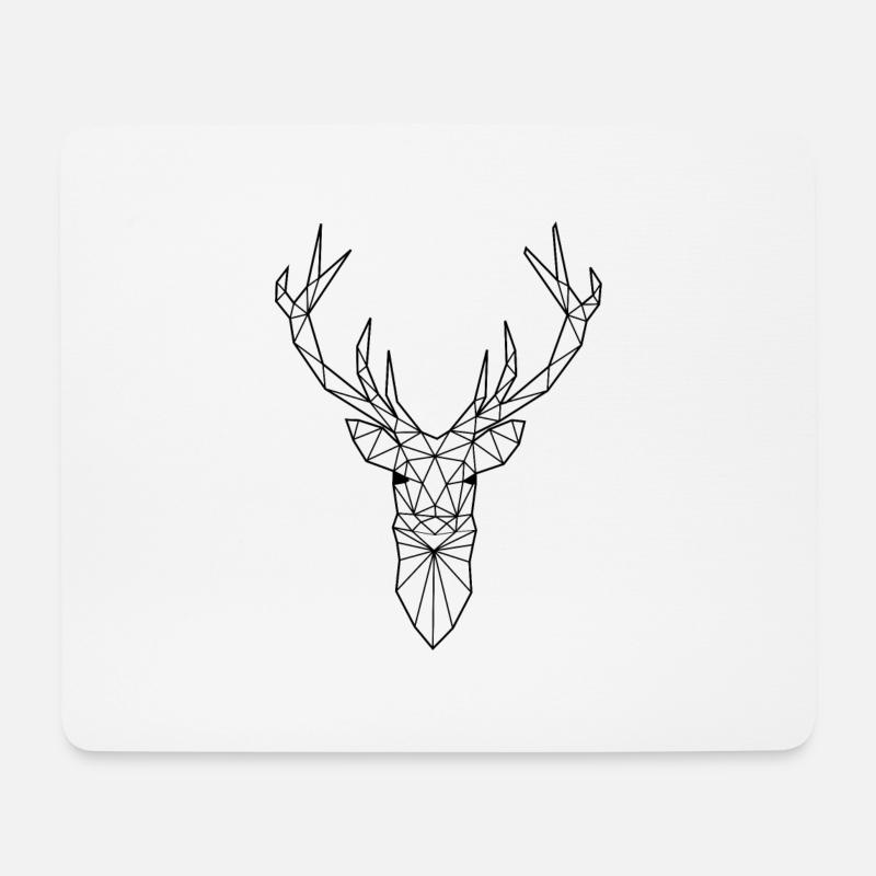Art deer buck geometric with large antlers - Mouse Pad (horizontal) - white