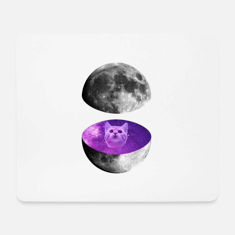 Galaxy Moon Cat - Tapis de souris (format paysage) - blanc