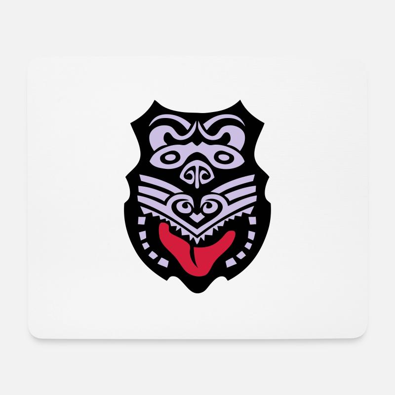 masque maori tribal tattoo ethnique - Tapis de souris (format paysage) - blanc