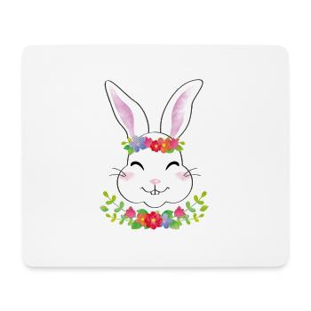 Häschen mit Blumenkranz - Mousepad (Querformat) - Weiß - Vorne