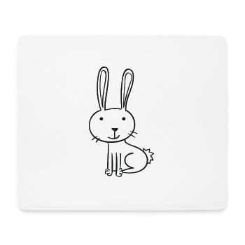 Lièvre dessiné - Tapis de souris (format paysage) - blanc - Devant