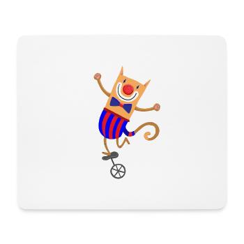 Chat clown sur un monocycle - Tapis de souris (format paysage) - blanc - Devant