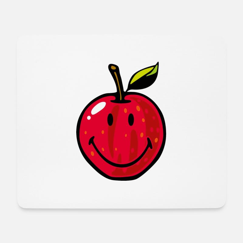 Smiley Red Apple - Mousepad (Querformat) - Weiß