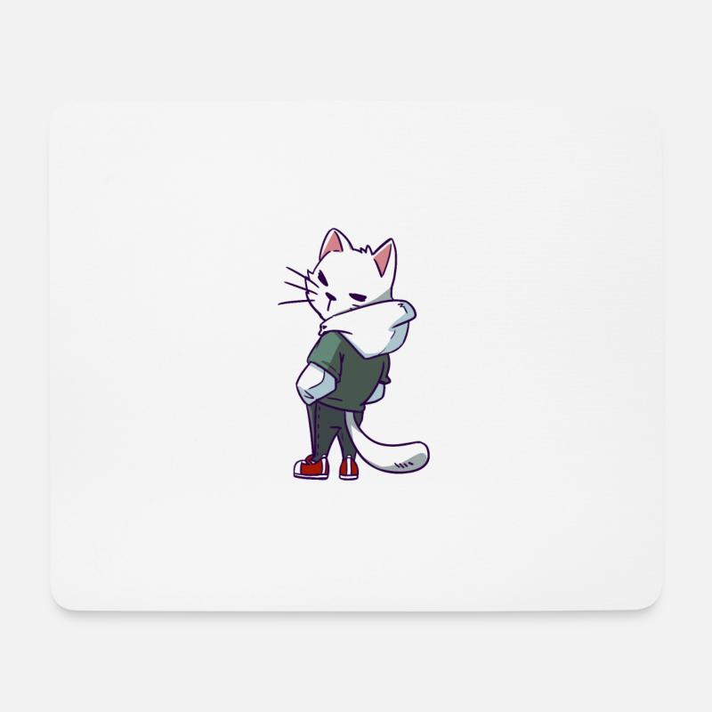 Coole Katze / süße Katze freshes Outfitz Miau. - Mousepad (Querformat) - Weiß