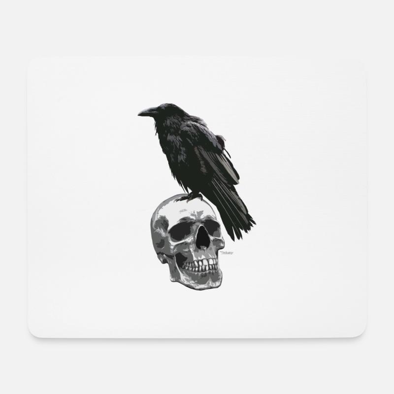 Krähenschädel - Mousepad (Querformat) - Weiß