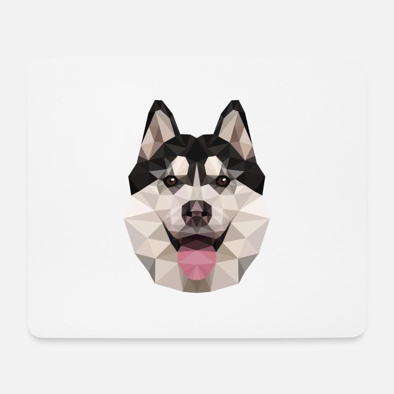 Husky Polygon Hund Dog - Mousepad (Querformat) - Weiß