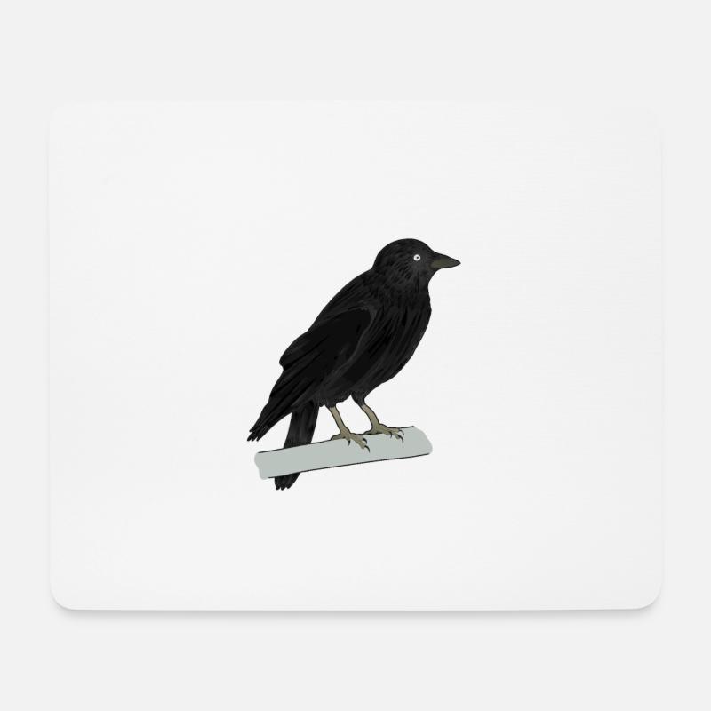 Dohle Rabenvogel - Mousepad (Querformat) - Weiß
