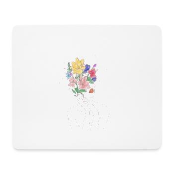 Fleur enfant design femme femme visage bouquet - Tapis de souris (format paysage) - blanc - Devant