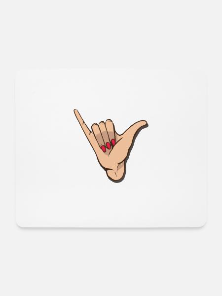 What's up? Cool hand signal, nail polish - Mouse Pad (horizontal) - white