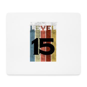 Level 15, Vintage Retro 15. Geburtstag - Mousepad (Querformat) - Weiß - Vorne