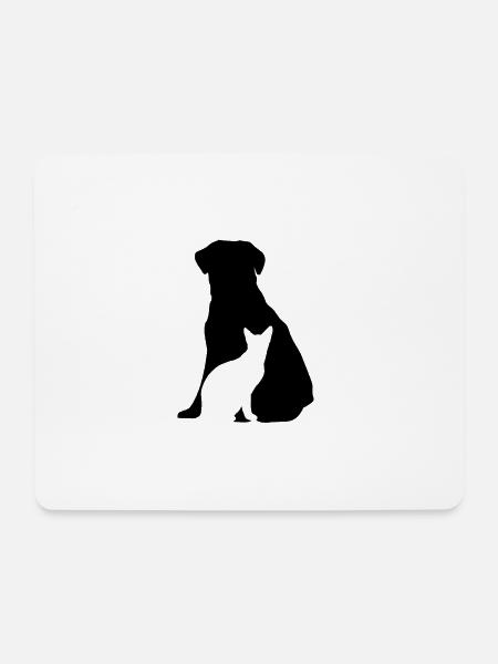 Hund und Katze - Mousepad (Querformat) - Weiß