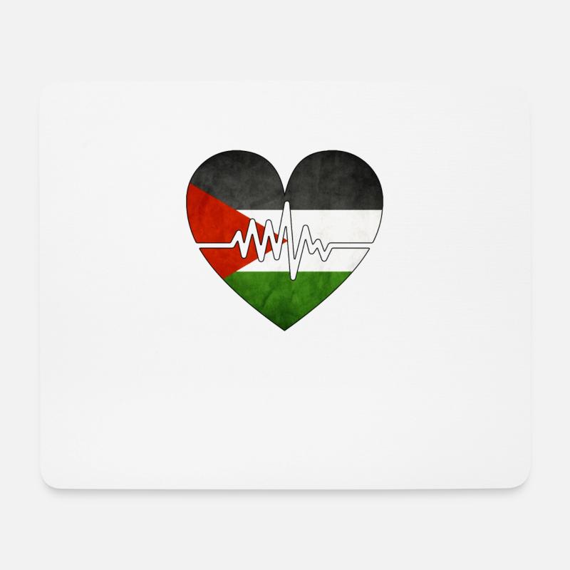 Herzschlag der Palästina-Flagge - Mousepad (Querformat) - Weiß