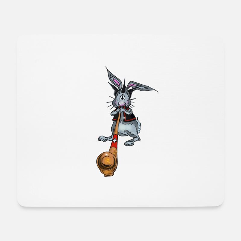 Franz the Rabbit plays the alphorn wonderfully - Mouse Pad (horizontal) - white