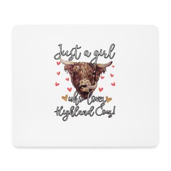 Juste une fille qui aime les vaches des Highlands - Tapis de souris (format paysage) - blanc - Devant