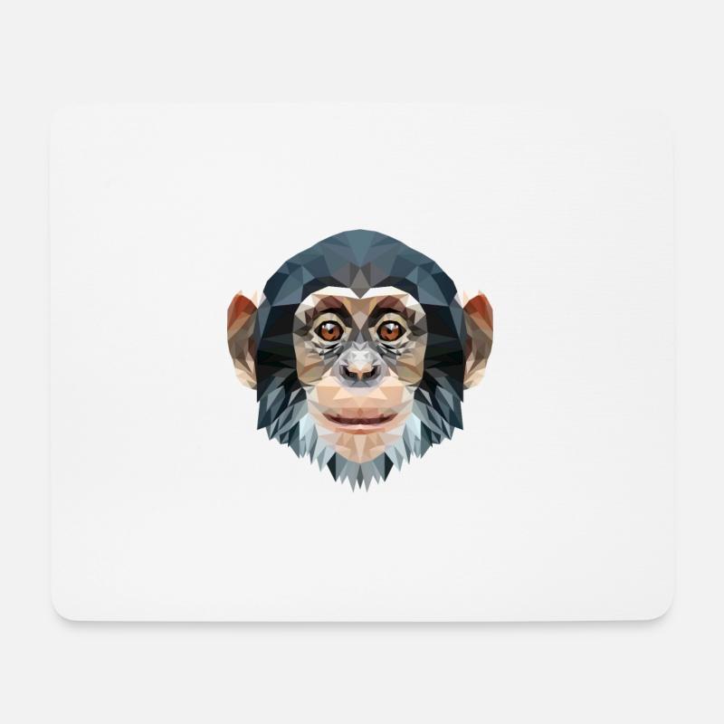 Polygon Design Affe Schimpanse - Mousepad (Querformat) - Weiß