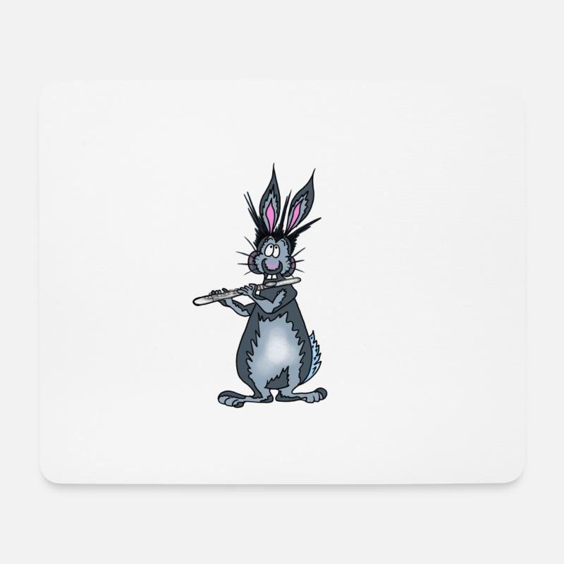 Hase Querflöte - Mousepad (Querformat) - Weiß