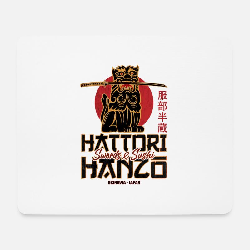 Épée Hattori Hanzo et cadeau de sushi japonais - Tapis de souris (format paysage) - blanc