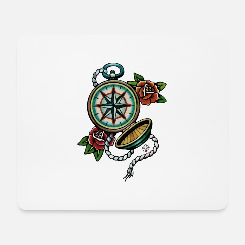 old school compass - Mouse Pad (horizontal) - white