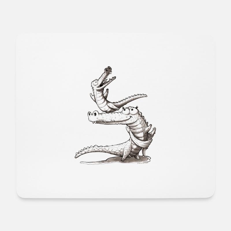 Krokodilfamilienillustration - Mousepad (Querformat) - Weiß