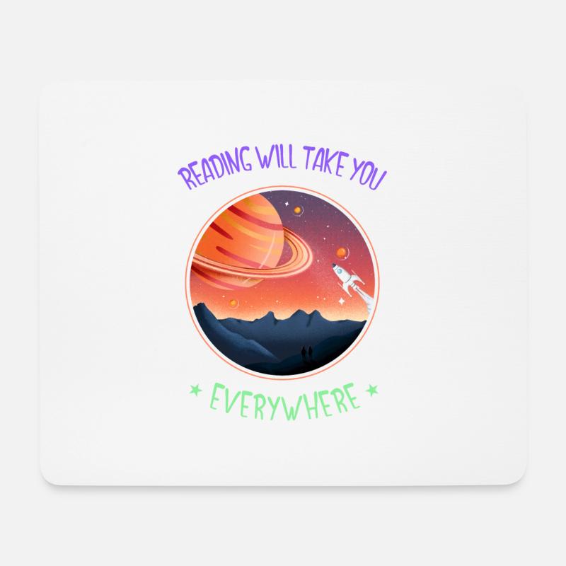 Lesen bringt Sie überall hin - Saturn - Mousepad (Querformat) - Weiß
