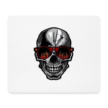 Totenkopf Schädel Crane skull Lünette runde Flamme Feuer - Mousepad (Querformat) - Weiß - Vorne