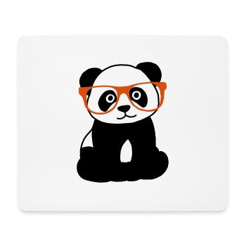 Panda mit Brille - Mousepad (Querformat) - Weiß - Vorne