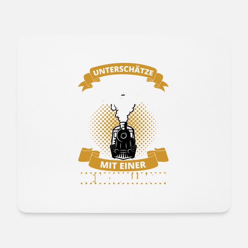 Alter Mann mit HO Modelbahn Eisenbahn Lokomotive - Mousepad (Querformat) - Weiß