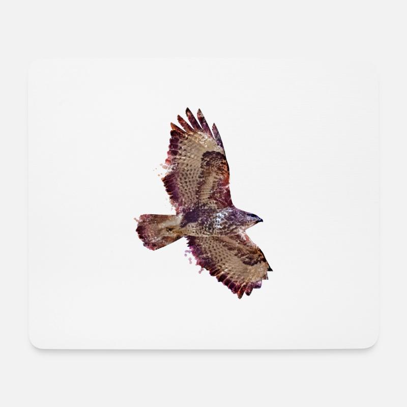 Fliegender Bussard in Wasserfarbtechnik - Mousepad (Querformat) - Weiß
