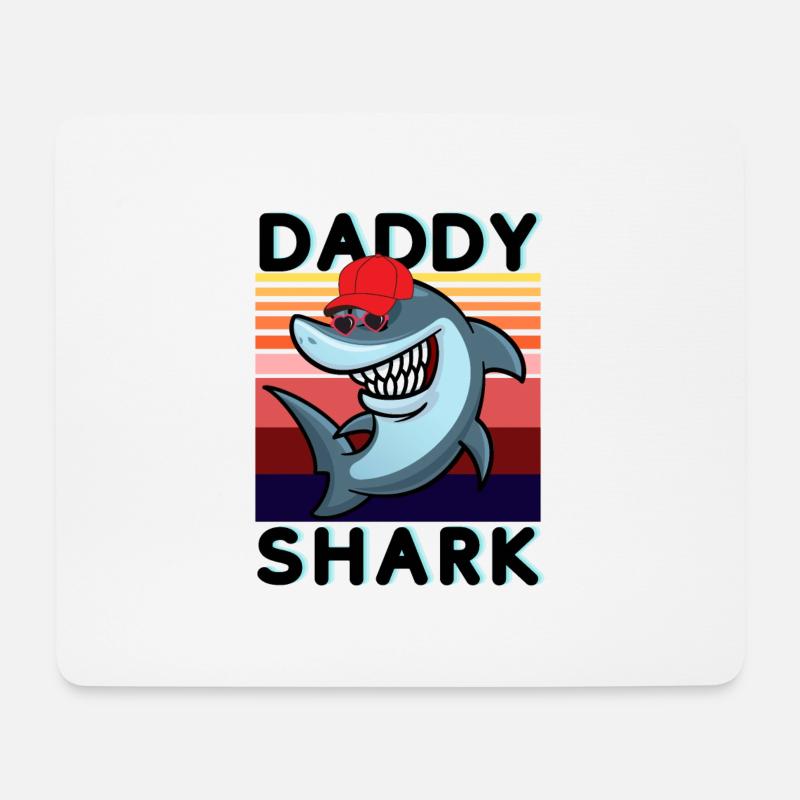 Retro Daddy Shark - Mousepad (Querformat) - Weiß