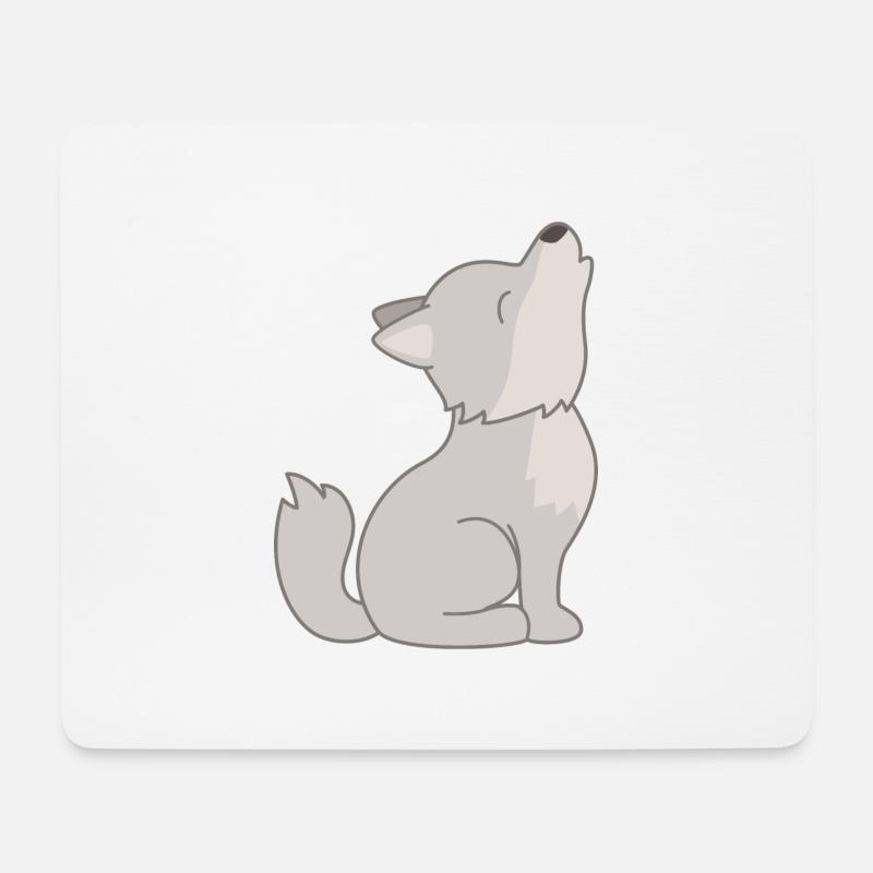 wolf - Mousepad (Querformat) - Weiß