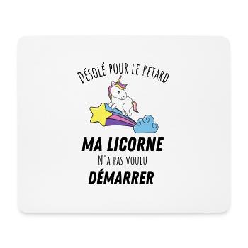 Désolé pour le retard licorne humour - Tapis de souris (format paysage) - blanc - Devant