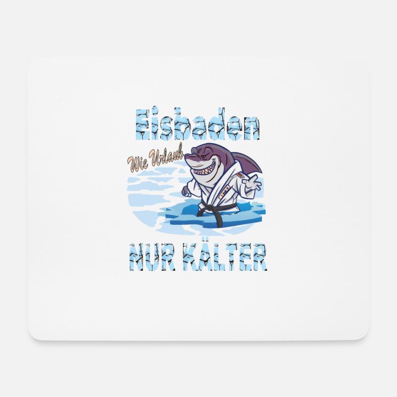 Eisbaden Spruch Kaltbaden Harter Hai - Mousepad (Querformat) - Weiß