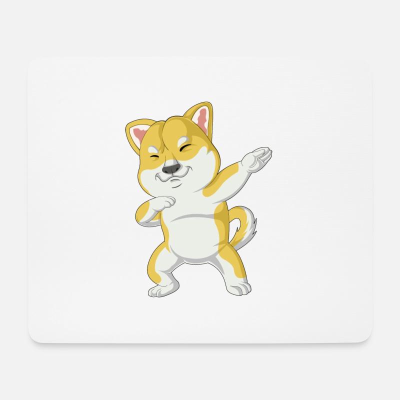 shiba inu dabbing - Mousepad (Querformat) - Weiß