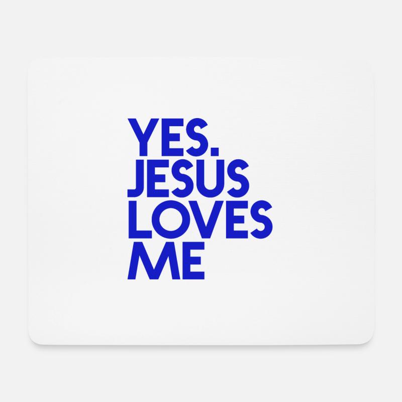 Ja, Jesus liebt mich - Christliche Kleidung - Mousepad (Querformat) - Weiß