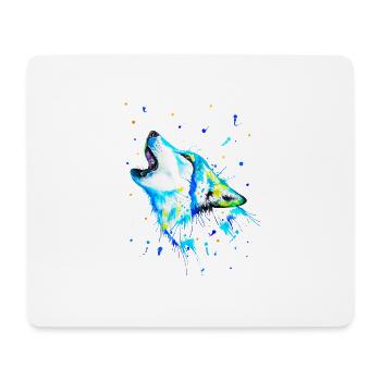 Blue howling wolf - Mouse Pad (horizontal) - white - Front