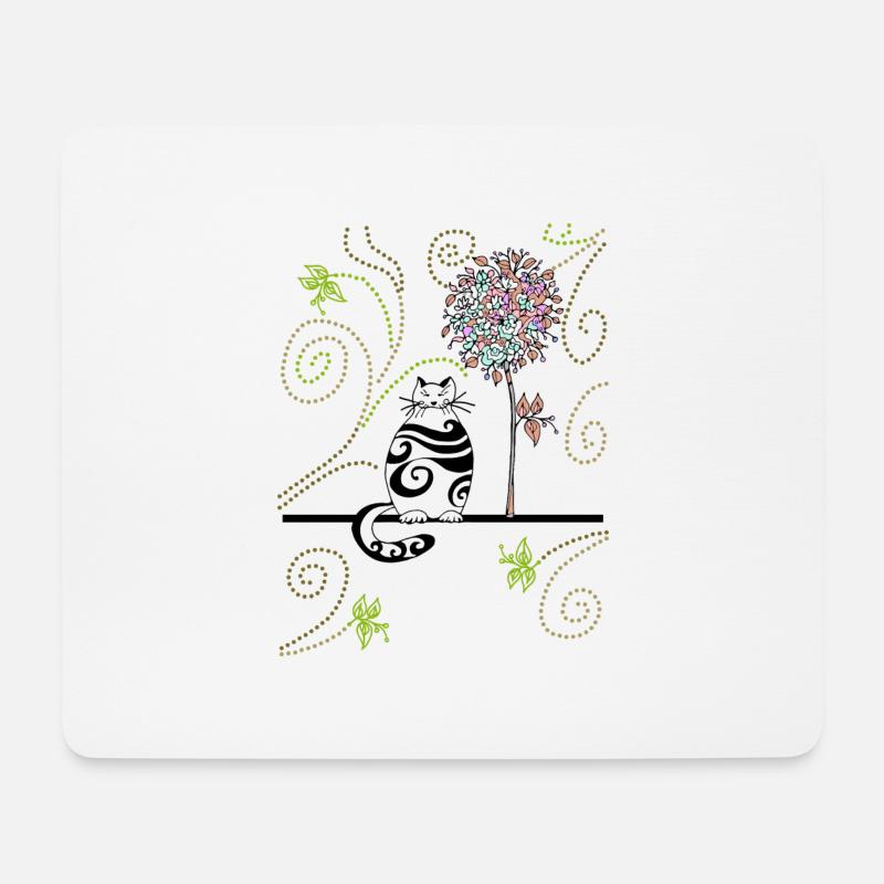 Chat - Tapis de souris (format paysage) - blanc