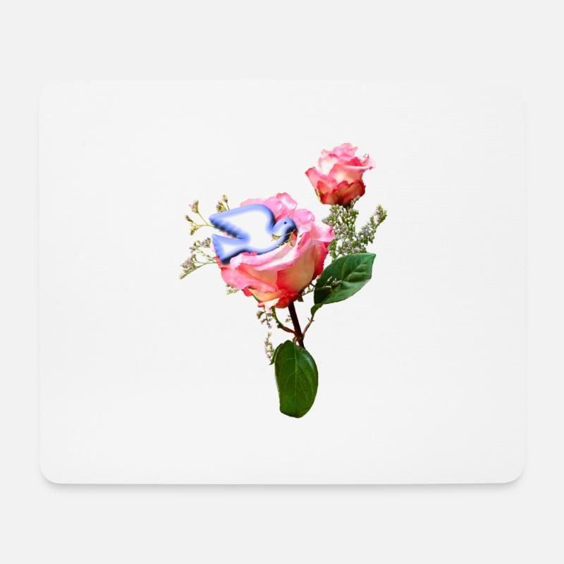 Rosen mit Friedenstaube - Mousepad (Querformat) - Weiß