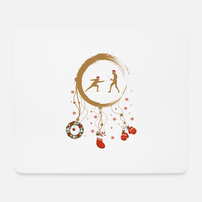 Fechten Weihnachten Weihnachtstraumfänger - Mousepad (Querformat) - Weiß