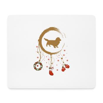 Long haired Dachshund Weihnachten Weihnachtstraumf - Mousepad (Querformat) - Weiß - Vorne