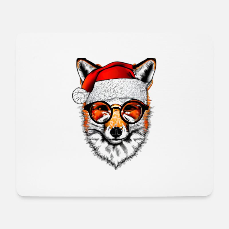 Weihnachten Christmas Fuchs mit Brille - Mousepad (Querformat) - Weiß
