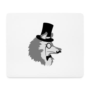 Sir Wolf Gentlemen Zylinder - Mousepad (Querformat) - Weiß - Vorne