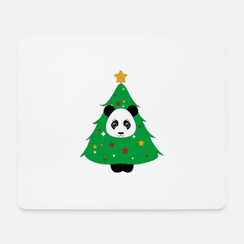 Panda als Weihnachtsbaum verkleidet - Mousepad (Querformat) - Weiß