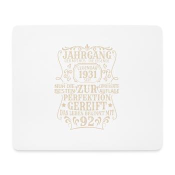 Geburtstagsgeschenk Geboren 1931 92 Jahre - Mousepad (Querformat) - Weiß - Vorne