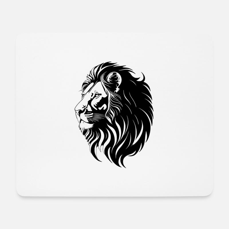 Löwenkopf Löwe Grafik Leon - Mousepad (Querformat) - Weiß