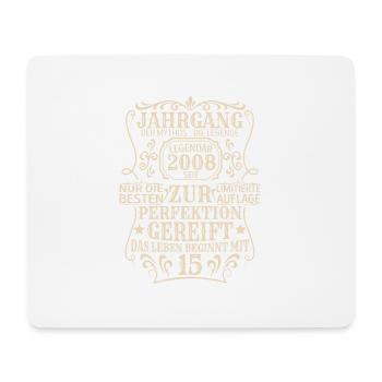 Geburtstagsgeschenk Geboren 2008 15 Jahre - Mousepad (Querformat) - Weiß - Vorne