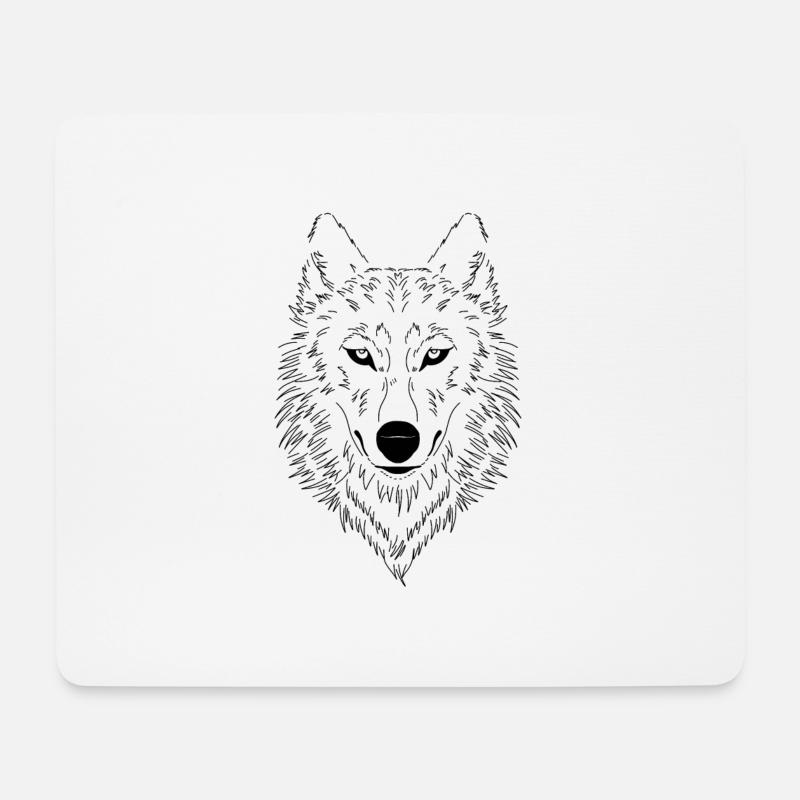 Loup - Tapis de souris (format paysage) - blanc