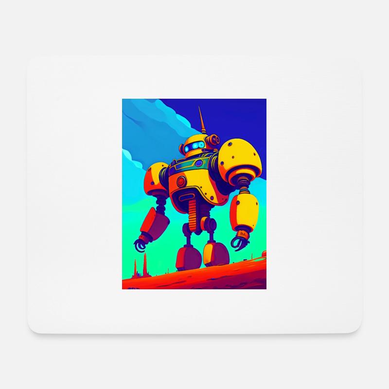 Savage Style: Ein retro-futuristisches Roboterskelett - Mousepad (Querformat) - Weiß