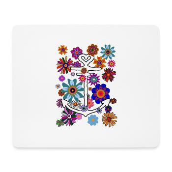Tropical Look Anker Blumen und Blüten - Mousepad (Querformat) - Weiß - Vorne
